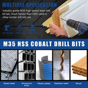 115Pcs M35 HSS Twist Jobber Length Cobalt Drill Bit Set With Metal Storage Case For Hardened Metal Stainless Steel