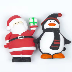 Vente en gros de boules de Noël en PU souple avec LED, jouet à presser en forme de Père Noël et de pingouin pour filles et garçons - Product Image 2