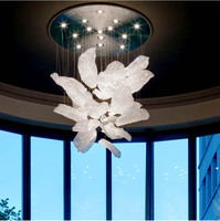 Lustre suspendu en cristal en forme de nuage, grand lustre en perle de cristal pour plafond haut de Villa, Hall, hôtel