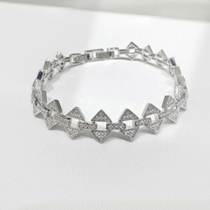 Bracelet unisexe de luxe en argent 925, style hip hop, maillons géométriques, or 14 carats, zircon, épais, personnalisé. - Product Image 5