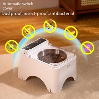 Couvercle d'interrupteur automatique pour animaux de compagnie bol unique étanche à pied haut solide élégant surélevé bol de nourriture en acier inoxydable pour chien chat