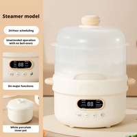 Mini-cuiseur électrique 1,0 L avec cuiseur vapeur en céramique, 6 fonctions, réservation 24h, écran LED, compact pour la maison et l'hôtel