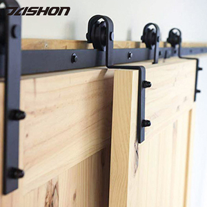 Herrajes para puerta de Granero, accesorios para Interior de acero al carbono, deslizante, curvado, monorraíl por bajo, doble puerta, bricolaje, 6 pies - Product Image 3