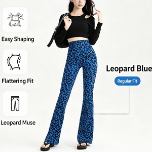Leggings a Vita Alta con Stampa Leopardata, Effetto Push-Up, Elasticizzati, a Zampa d'Elefante, Pantaloni da Yoga e Allenamento per Donne - Product Image 4