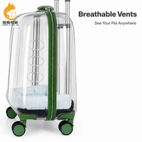 Maleta de Transporte para Mascotas con Cierre Cuadrado, Bolsa para Perros y Gatos, Material Oxford, Gran Capacidad, Portátil para Exteriores, con Cuatro Ruedas, Transpirable y Transparente
