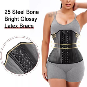 <span class=keywords><strong>Faja</strong></span> <span class=keywords><strong>reductora</strong></span> de cintura de látex con 25 varillas de acero, corsé moldeador de cuerpo para mujer, con correa de modelado - Product Image 3
