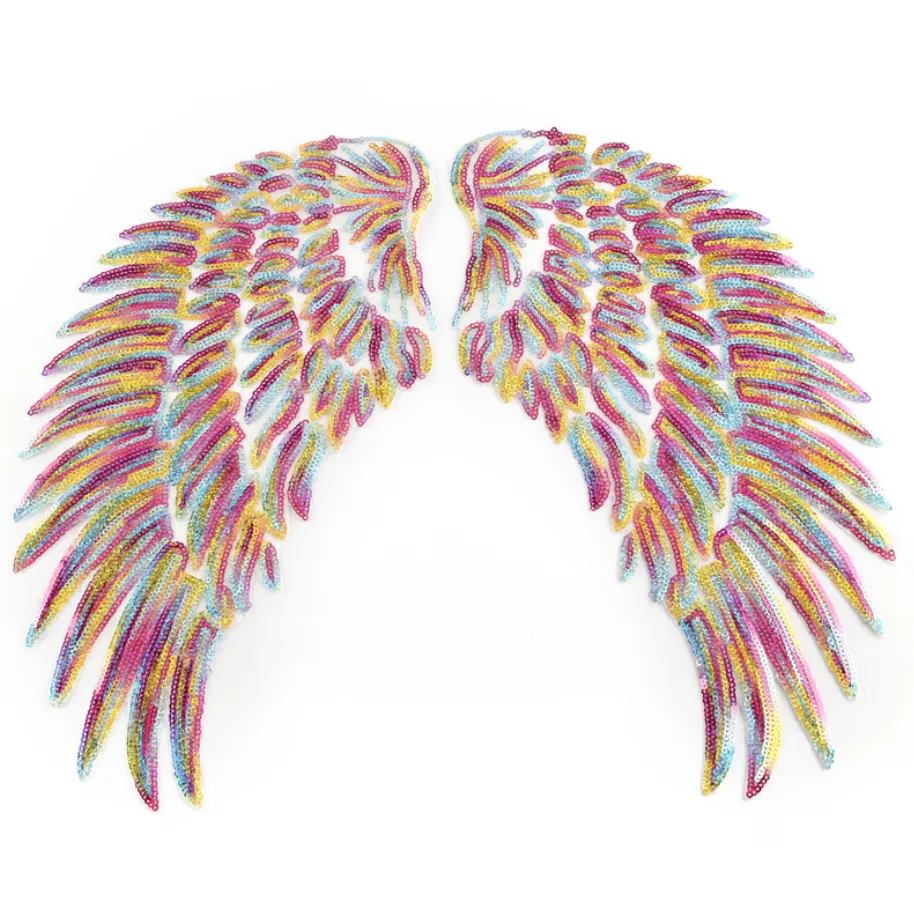 Benutzer definierte Angel Wings Pailletten Patches 3D Feather Patch Motiv Appliques