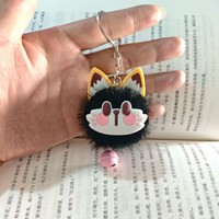 Porte-clés en peluche douce, pendentif visage de renard en fourrure avec clochette et empreinte de patte, breloque mignonne pour sacs à main