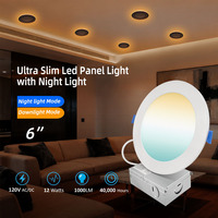 Plafonnier LED Moderne Ultra Fin avec Mode Nuit Doux 5CCT Réglable et Dimmable pour Installation au Plafond