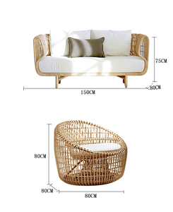 Dệt tay mây sofa ngoài trời ghế vườn phong cách sang trọng biệt thự khách sạn sân ban công bàn nhỏ ngoài trời Bàn cà phê đặt - Product Image 6