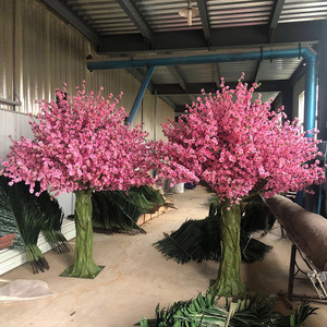 Arbre artificiel avec des fleurs en soie, grande taille de 4M et 3M, pour mariage, décoration intérieure et extérieure, tronle en fibre de verre, feuille de fleur - Product Image 3