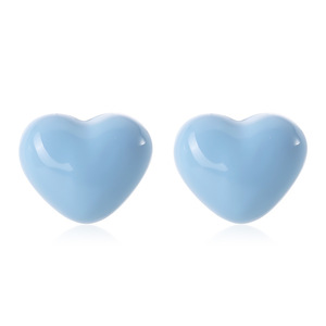 Dinle Heart <b>Stud</b> Earrings S925 Sterling <b>Silver</b> Pink Color Everyday Wear - Product Image 2