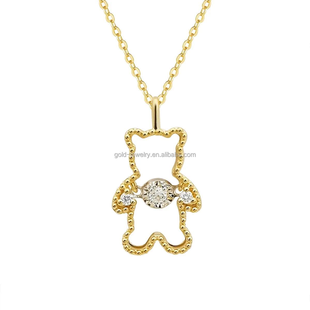 아이 보석 18K 진짜 금 목걸이 보석 팬더 매력 목걸이 펜던트 진짜 다이아몬드 새로운 도착 도매