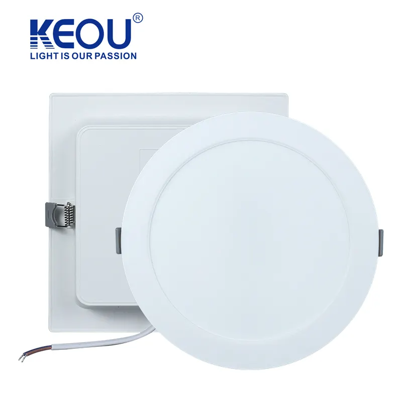 Keou แผงไฟ LED พลาสติกสี่เหลี่ยมทรงกลม5W 7W 12W 16W 22W ในร่ม