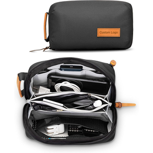 Organisateur de sac technologique, petite pochette pour appareils électroniques, étui de voyage haut de gamme en cuir pour câbles, cordons et chargeurs - Product Image 1