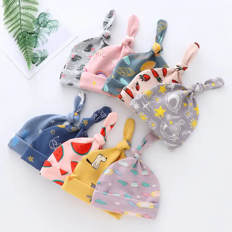 Candy Color Cotton Boy Cap 100% Cotton Fashion Knot Baby Hat Spring Autumn Baby Girls Newborn Infant Toddler Kids Hats