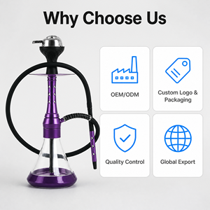 <span class=keywords><strong>Narghilè</strong></span> di Lusso Portatile in Lega di Alluminio Laccato con Logo Personalizzato, Set Shisha a Un Tubo con Braciere in Vetro e Tubo - Ingrosso Completo - Product Image 4