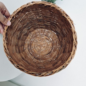 Cesto in Rattan HF0240 con Manici, Vaso in Rattan Piccolo e Grande, Vasi Rotondi Fatti a Mano per Fiori e Piante, Cesto Portaoggetti in <span class=keywords><strong>Vimini</strong></span> Jumbo - Product Image 5