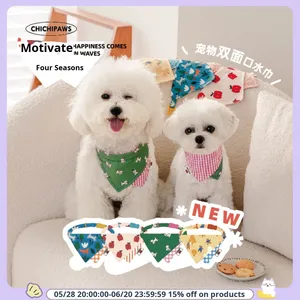 Chichipaws نمط كلاسيكي صلب حيوان أليف لطيف مثلث كلب مع لعاب جيب طوق اكسسوارات مريلة - Product Image 2