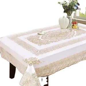 Atacado moda fundo branco e padrão de ouro impresso pano de mesa