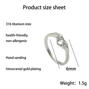 Heart Shape <b>Titanium</b> Steel <b>Ring</b> Silver Women's Wedding Gift Jewelry 24094 - Product Image 5