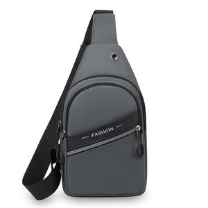 Bolso de pecho para hombre, pequeño, con revestimiento de PU, duradero, para viajes de negocios, bandolera, gris, negro, azul oscuro, verde militar, color sólido - Product Image 5