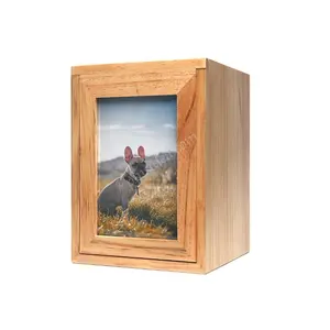 Boîte à photo et style texte, vente en gros, à bas prix, avec cadre à photo, séries de chat et de chien, boîte en bois urn s