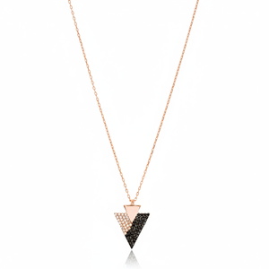 Pendentif Triangle en Zircon noir fait à la main en argent Sterling 925, bijoux tendance, vente en gros - Product Image 2