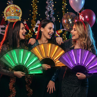 Party-Spielzeug 33cm LED Große Klappbare Bambus-Handfächer mit Bambusrippen und Weißem oder Schwarzem Stoff Party-Neuheiten