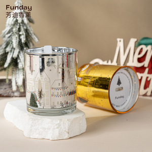 Funday Scented <b>Candle</b> Gold Glass Cylinder Christmas <b>Gift</b> Luxury Decorative - Product Image 3