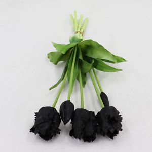Tulipani Artificiali di Alta Qualità a 5 Teste, Bianchi e Neri, Effetto Realistico per Decorazioni Casa, Natale, Halloween - Product Image 6