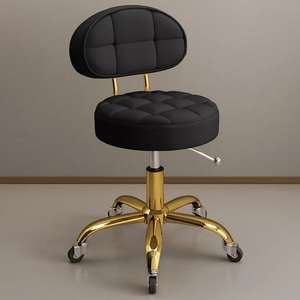 Taburete de Salón de Belleza AY, Taburete de Peluquería, Silla de Salón de Peluquería Giratoria con Elevación, Taburete Redondo con Polea - Product Image 1