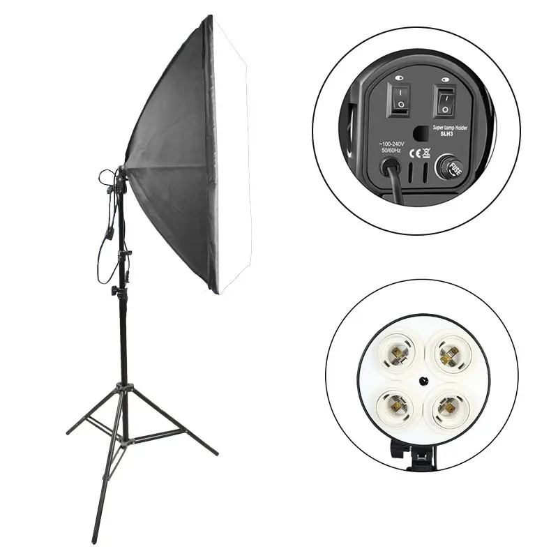 50*70cm Photo Studio Softbox 4 E27 Lampen fassung Sockel Foto ausrüstung Softbox Kit mit 2,1 m Stativ