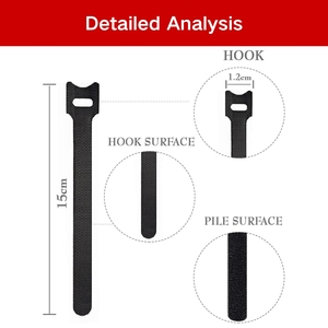 Eco-Friendly Reusable Self-Adhesive Waterproof <strong>Double</strong> <strong>Hook</strong> <strong>Loop</strong> Tape Fastening Cable Ties Wire Cord Organizer Home Management - Product Image 2