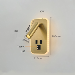 Tối Giản 10W <span class=keywords><strong>LED</strong></span> Cạnh Giường Ngủ Đèn Đọc Sách Loại C USB Sạc On-Off Keys Ấm Trắng Cct Đồng Cơ Thể Trong Nhà Khách Sạn Tường Cho Phòng Ngủ - Product Image 3