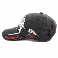 Topi Baseball 6 Panel Tanpa Struktur Anti Air Bordir 3D Huruf Kapas Unisex Model Distressed