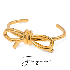 Bracelet à nœud papillon Yueli, plaqué or, acier inoxydable, bijoux unisexes, cadeau tendance - Product Image 1