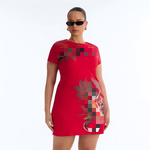 C1688 <span class=keywords><strong>Vestido</strong></span> <span class=keywords><strong>Corto</strong></span> Informal de Verano con Estampado Digital <span class=keywords><strong>Sexy</strong></span> para Mujer - Product Image 4