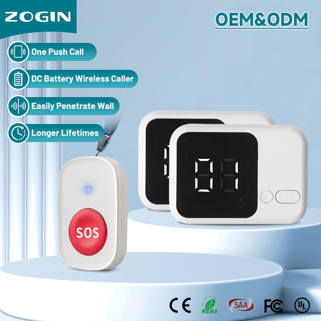 Zogin Wireless Caregiver Pager Call Button Portable Nurse Alert System for Elderly Monitoring Alert Button for Seniors