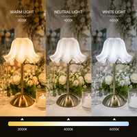 Lampe de table LED portable de luxe en métal avec contrôle tactile, intensité réglable, sans fil, rechargeable sur batterie pour mariage, chambre, restaurant
