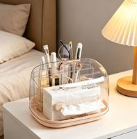 Boîte de rangement de serviettes en plastique transparente rectangulaire classique multifonctionnelle de luxe pour bureau, porte-papier toilette, boîte à mouchoirs