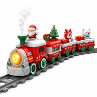 Circuit de train électrique de Noël éducatif pour enfants, avec rails longs à assembler, train à vapeur classique, jouets avec lumières et sons