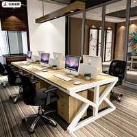 JIUSHUN Mobilier de bureau personnalisable, poste de travail moderne en panneaux de bois, bureau pour personnel d'entreprise pour 4, 6 ou 8 personnes