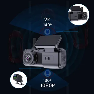 Câmera de carro com lente dupla AI 4G, câmera de registro com DMS ADAS para gerenciamento de frota, compatível com cartão cmsv6 9-36V 512G, 2K 4G