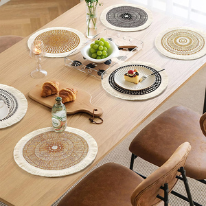 Napperons de table tissés en coton rustique traditionnel fait à la main style papier imperméable jetable pour mariage usage domestique avec plaid - Product Image 6