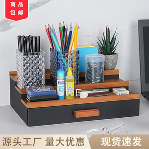 Mueble de madera maciza para perfumes, estantería escalonada para cosméticos con cajones y estantes ocultos, tipo rectangular de pie, 3 niveles - Product Image 5