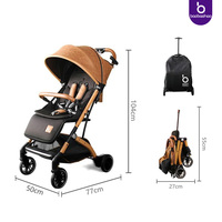 Poussette de luxe en cuir porte-bébé classique avec siège de hanche poussette déambulateur facile pour avion chancelière à baldaquin 0 36 mois