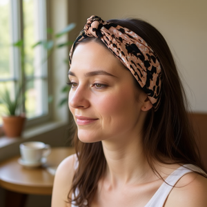 G9XIA6 Fascia per capelli con nodo e stampa animalier, accessorio moda donna, regolabile in poliestere, stile casual - Product Image 3