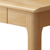 Escritorio Nórdico Minimalista de Madera Maciza de Caucho, Color Natural, Mesa de Trabajo para Oficina en Casa con Cajón, Mesa de Estudio para Computadora Portátil
