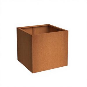 Pots de plantes en acier Corten Cube Jardinières carrées vintage et minimalistes - Product Image 1